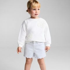 Mango kids girls light blue shorts with scalloped edges Age 4-5 BNWT