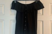 Primark Black Off Shoulder Button Up Top