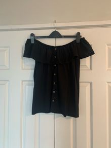 Primark Black Off Shoulder Button Up Top