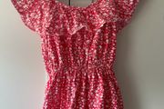 Dunnes ditsy daisy floral pattern dress red, white and yellow with ruffle neckline