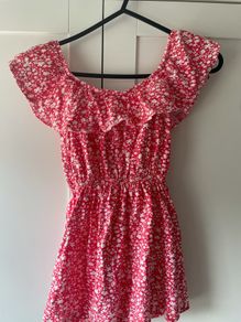 Dunnes ditsy daisy floral pattern dress red, white and yellow with ruffle neckline