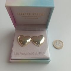 18K Recycled Gold-Plated Women's Heart Shaped Stud Earrings Forever Cupid Celeste Starre