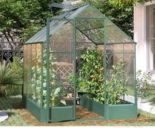 New Garden Walk-in Polycarbonate Greenhouse with Raised Garden Bed 6ft x 8ft