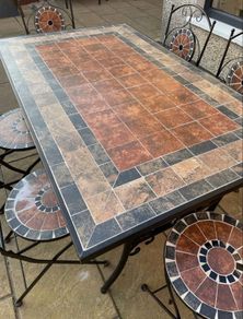 Mosaic garden table set 6 seater