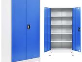 Office Cabinet Metal 90x40x180 cm Grey and Blue