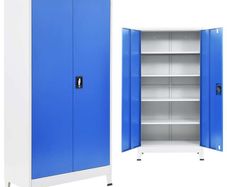 Office Cabinet Metal 90x40x180 cm Grey and Blue