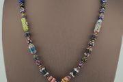 Antique Venetian Style MultiColor Mix Glass &amp; Old Face Glass Pendant Necklace