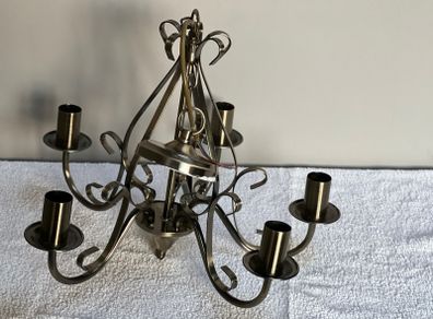 Price drop Vintage brushed steel 5 arm chandelier/pendant fitting