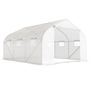 Walk-In Polytunnel Greenhouse with Roll-up Door and Mesh Windows, Warm House Garden Tunnel Plant Shelter, Galvanised Steel Frame, 4.5 x 3 x 2m, White Image 3
