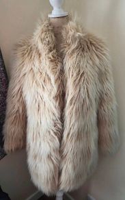 Reiss 1971 cream faux fur coat
