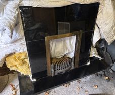 Granite hearth and fireplace