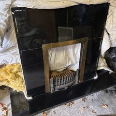 Granite hearth and fireplace