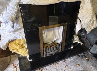 Granite hearth and fireplace