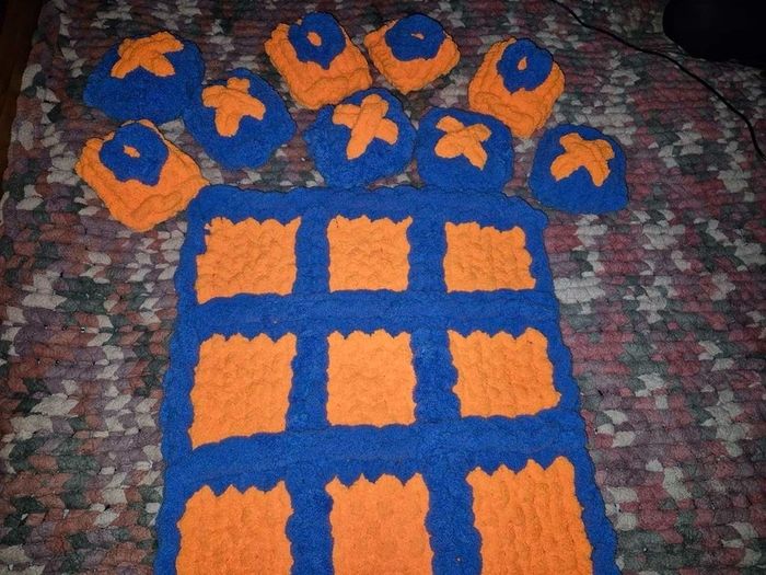 Chunky Knit Tic Tac Toe Game | Sensory Play Mat, Kids Gift | Handmade Soft Play