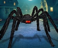 6.5ft Halloween Hairy Spider Outdoor Decorations,Light-up LED Eyes Scary Giant Spider Fake Large Spider Hairy Spider Props for Halloween Yard Decorations Party Outdoor and Outdoor Decor, Black