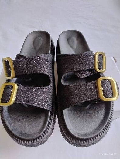 Women Buckle Decor Flatform Slidder Sandals
