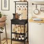 5 Tier Coffee Bar Station, Coffee Stand with Fabric Drawers, 8 S-Shaped Hooks, Corner Bar Cabinet, Height Adjustable, Bakers Rack for Kitchen, Living Room, Black Image 4
