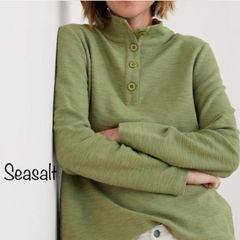 Seasalt Cornwall Last Boat Organic Cotton Sweatshirt Moss Green