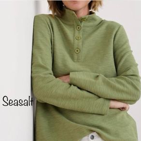 Seasalt Cornwall Last Boat Organic Cotton Sweatshirt Moss Green