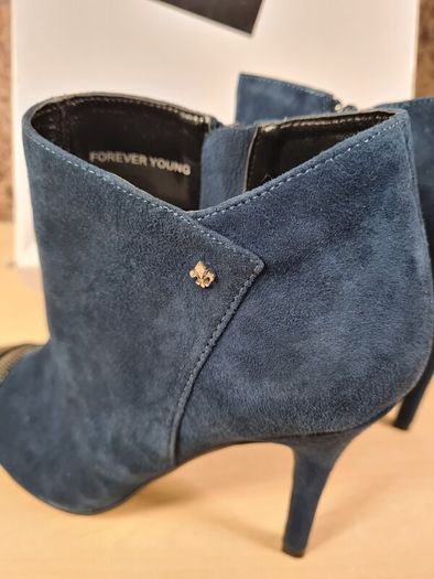 Amy Huberman Bourbon leather suede ankle boots bundle Size UK 4 EU 37 Forever young navy blue suede Private number brown leather