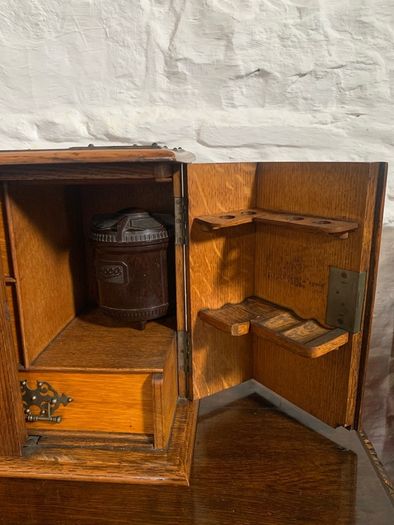Edwardian Oak Smokers Cabinet.