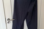 Puddle Hem Asymmetric Wrap Wide-Leg Pants Navy / XL