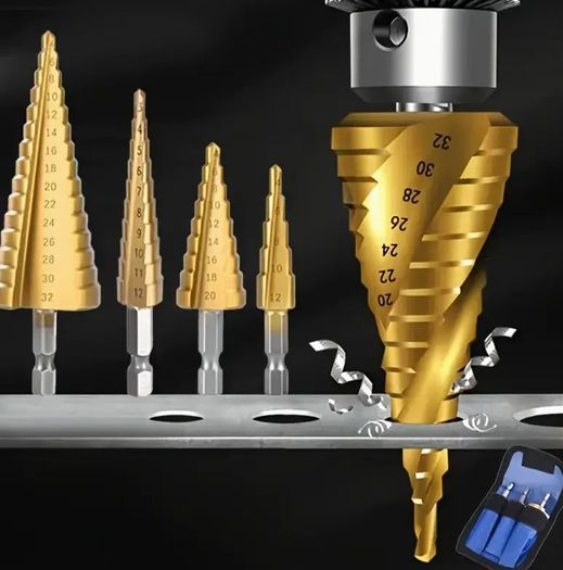3pcs Drill Step Titanium Coated High Speed set - High Precision, Multi-Size for Wood & Metal, Durable & Versatile Free viewing