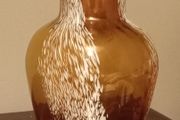 Vintage Bohemian Honey Brown Glass Flower Vase.