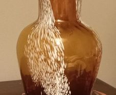 Vintage Bohemian Honey Brown Glass Flower Vase.