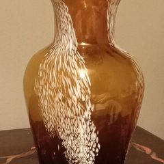 Vintage Bohemian Honey Brown Glass Flower Vase.
