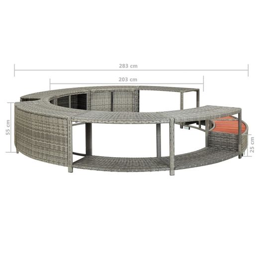 Spa Surround Grey Poly Rattan