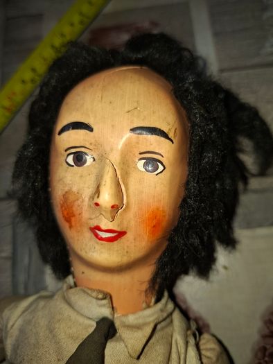 Antique Papier-Mache Character Doll, likely dating from the 1920s to 1940s