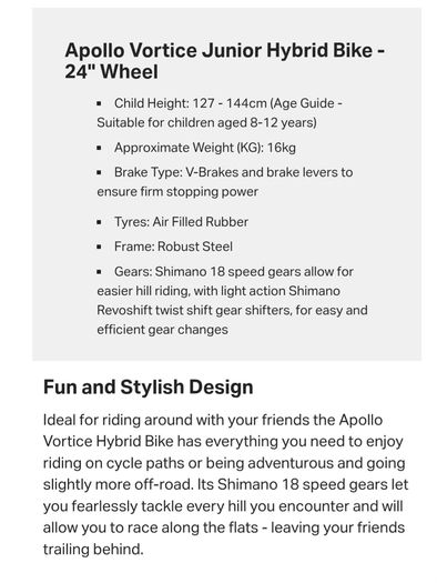 Apollo Vortice 24" kids bike