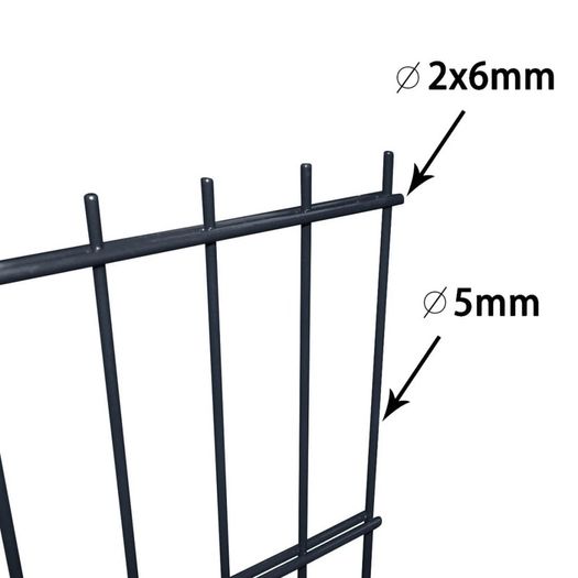 2D Garden Fence Panels & Posts 2008x1230 mm 4 m Grey