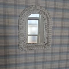 White rattan arch Mirror