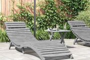 Sun Lounger Grey Solid Wood Acacia Grey