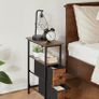 Narrow Side Table Set of 2, Slim Bedside Table with 2 Fabric Drawers, Nightstand for Small Spaces, Sofa Table Image 3