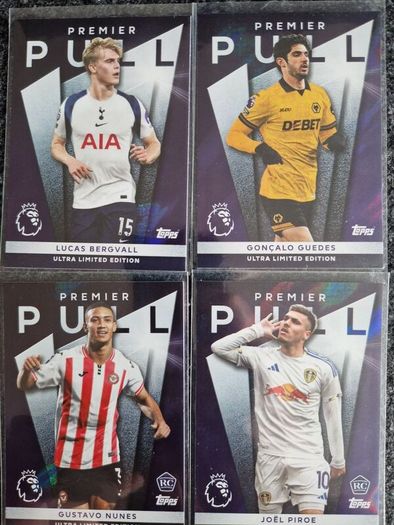 Topps Premier League Trading Cards Premier Pull Bergvall, Nunes, Piroe and Guedes