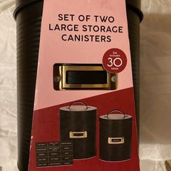 Large storage canisters. Set of 2. Black. New.