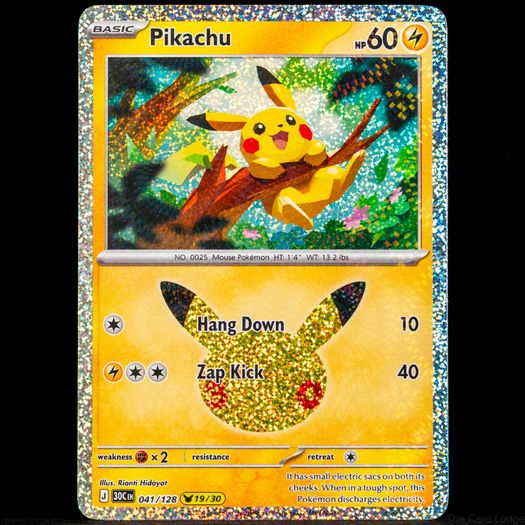 Pikachu 041/128 Holo Rare 19/30 30th Celebration Anniversary Pokemon Card