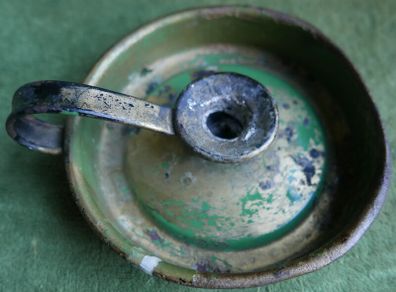 Vintage Green Enamel Candle Holder