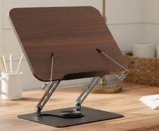 Desktop Reading Stand with 360 Rotating Base - Wooden & Aluminium