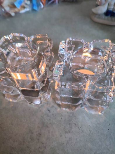 Set Of 2 Crystal Nightlight Or Candle Holder No Stamp.