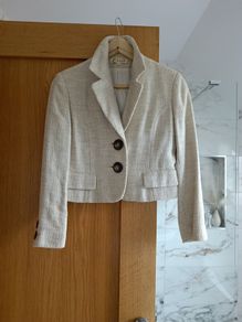 short spring elegant jacket boutique Danish designer Gro Abrahamsson size S 36 cream beige