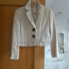 short spring elegant jacket boutique Danish designer Gro Abrahamsson size S 36 cream beige