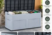 320L Outdoor Garden Storage Box  Lockable Grey Cushion &amp; Tool Storage