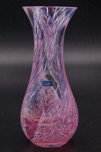 Caithness British Pink + White Speckled Glass Vase