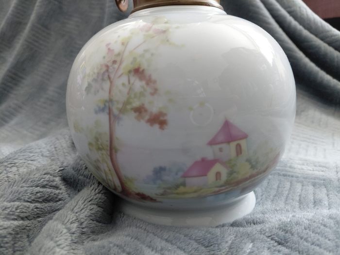 Antique French Limoges porcelain oil lamp