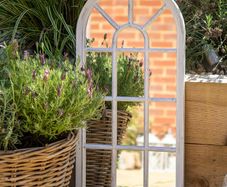 Modena, Indoor/Outdoor-Lightweight, Durable Frame, Any Weather Ornament-W35cm x H71cm Wall Mirror, Brushed Grey, 35cm x 71cm