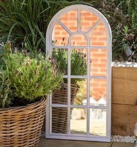 Modena, Indoor/Outdoor-Lightweight, Durable Frame, Any Weather Ornament-W35cm x H71cm Wall Mirror, Brushed Grey, 35cm x 71cm